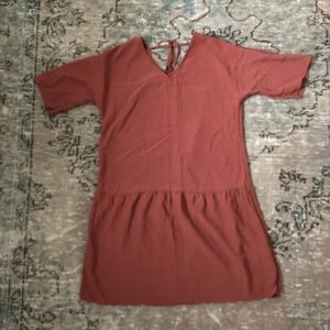 Eileen Fisher Womens Brown Drop Waist Tie-back Daytime Shirtdress XXS